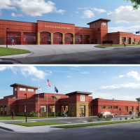Architectural 3-D renderings of the new Fire Facility