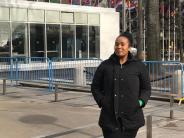 Annucia Martins at the United Nations during a field trip with the political science program