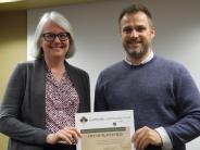 City Manager Karen Kurt and Platteville Community Fund Board President Nathan Curry