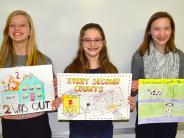 Seventh Grade: 1st Place – Eliana Davis (Middle), 2nd Place – Gwyneth Erickson (Left), 3rd Place – Abby Williams (Right)