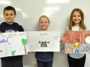 Third Grade: 1st Place – Mikala Schnering (Middle), 2nd Place – John Harry (Left), 3rd Place – Mia Huser (Right)