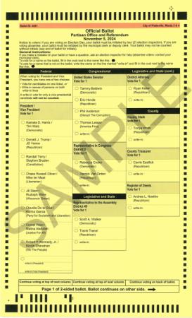 2024 General Election Ballot (front side)
