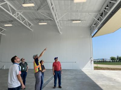 City Leaders visiting new hangar at Platteville Municipal Airport