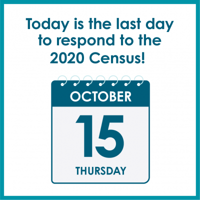 October 15 Last Day to Respond to 2020 Census Graphic