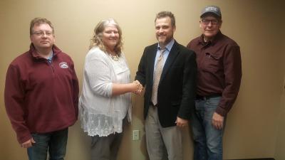 Pictured left to right: Mike LeGrand (LPEC), Sheri Engleke (LPEC Chair), Nate Curry (PCF President), Bob Digman (LPEC)