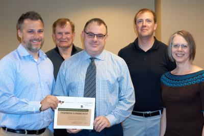 (L-R) Nate Curry, chair of PCF advisory board, LPEC committee members, Gene Weber, Bob Hundhausen, Luke Peters, and Angie Wright