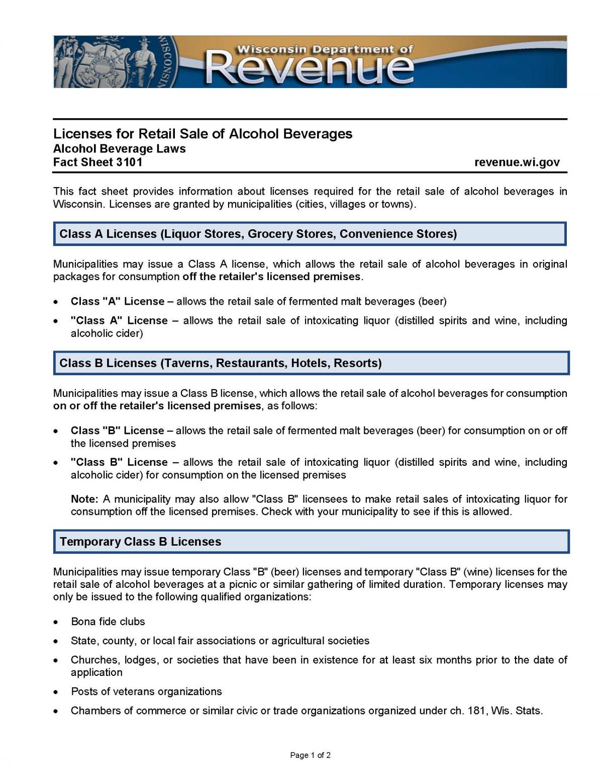 Retail Alcohol Beverage License Applications Platteville Wisconsin
