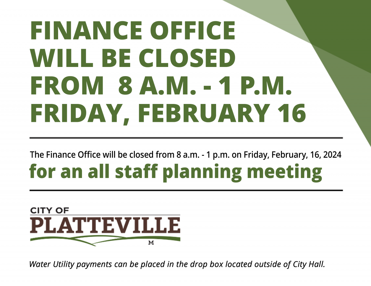 Finance Closed February 16 Flyer