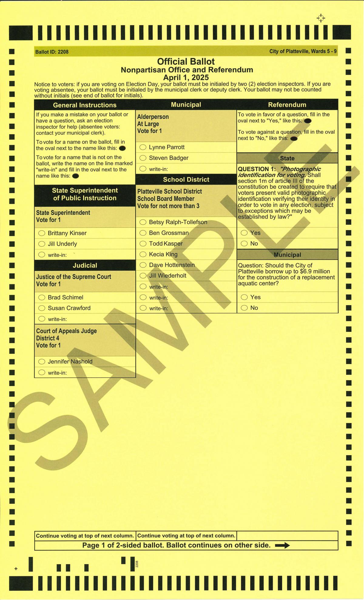 04-01-25 Sample Ballot Wards 3-9