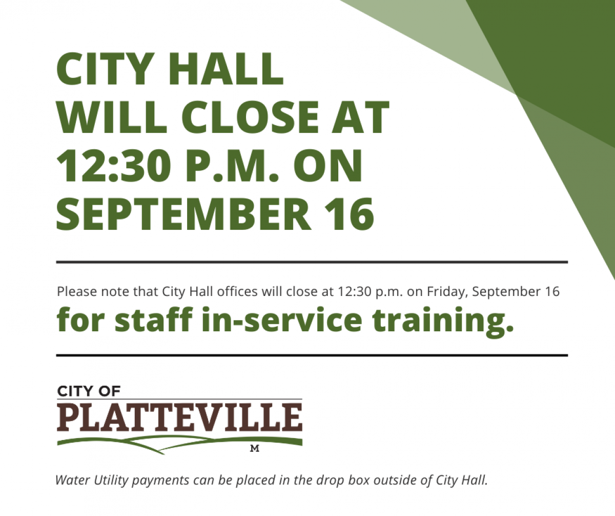 City Hall Closed in Afternoon September 16