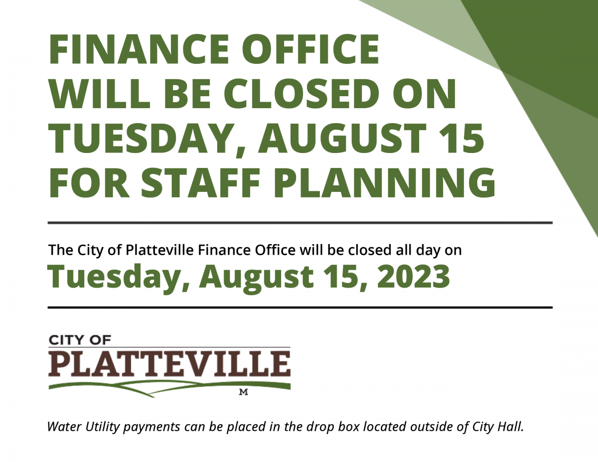 Finance Office Closed August 15 Flyer