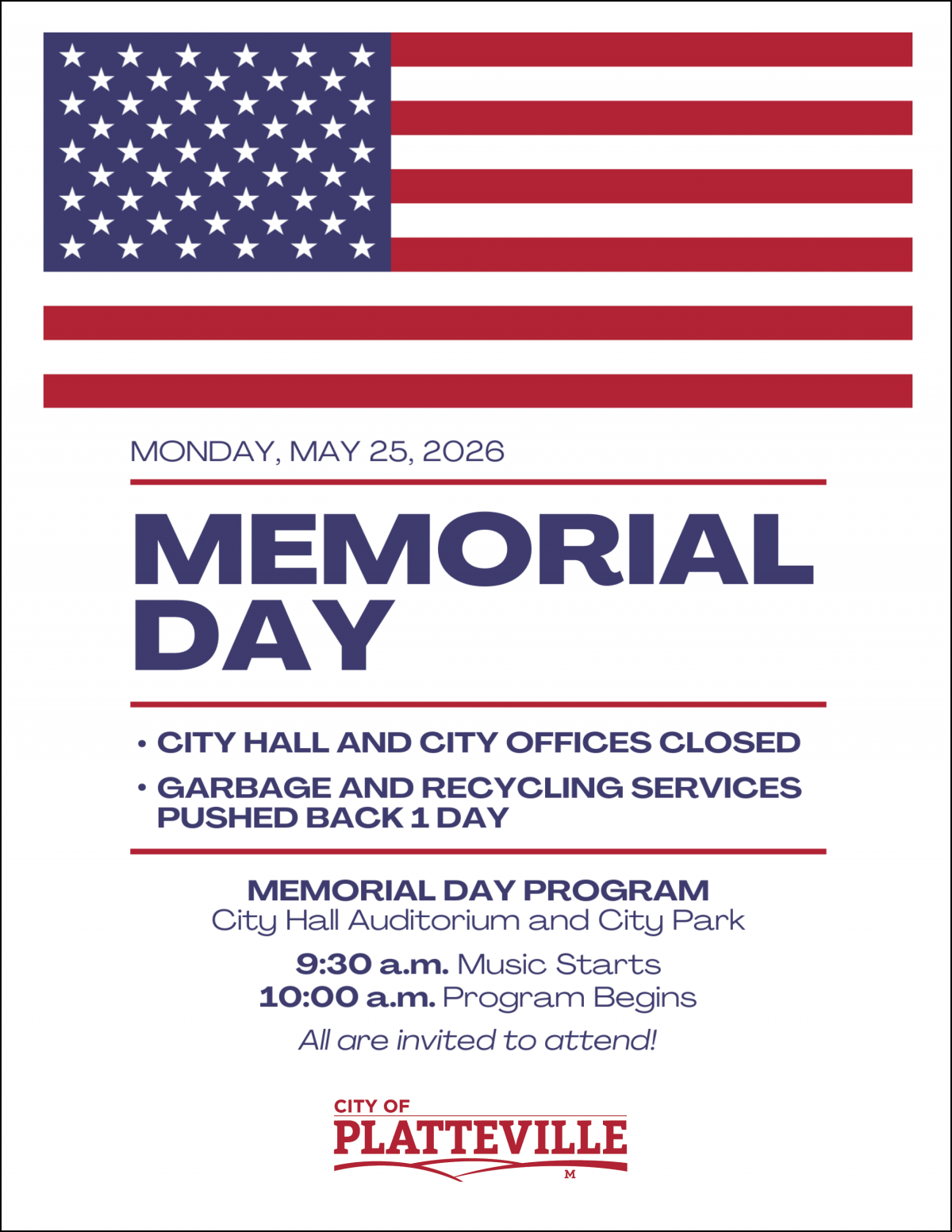 Memorial Day Reminders Flyer