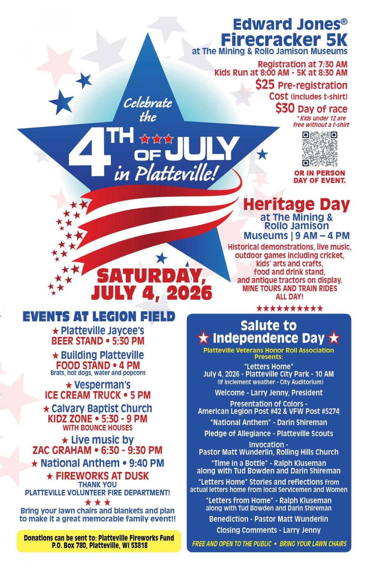 4th of July Celebration in Platteville - 2026 Flyer