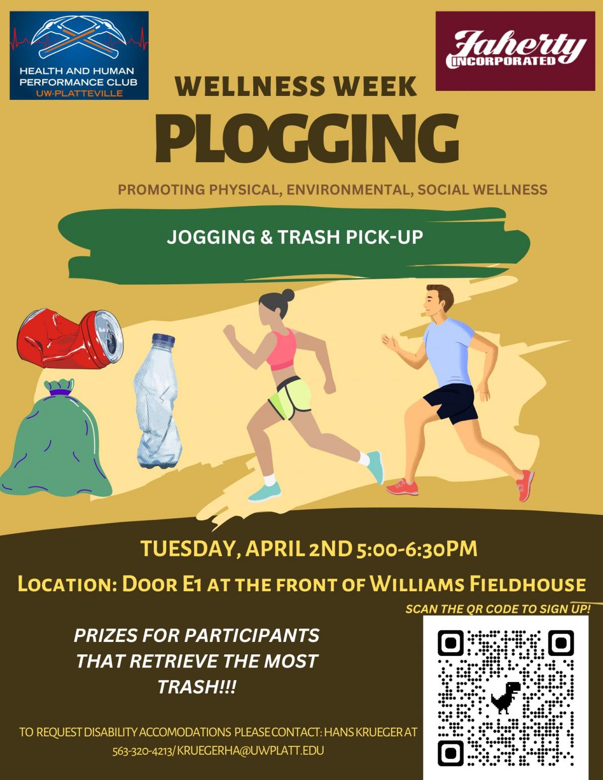 Plogging Flyer - Trash Pickup Event around Platteville, WI 