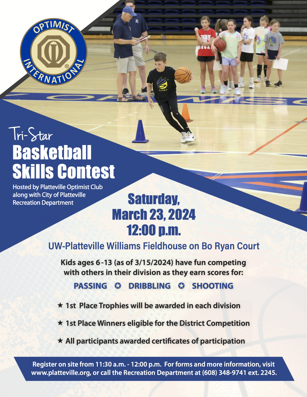 Optimist Tri-Star Basketball Skills Contest Flyer