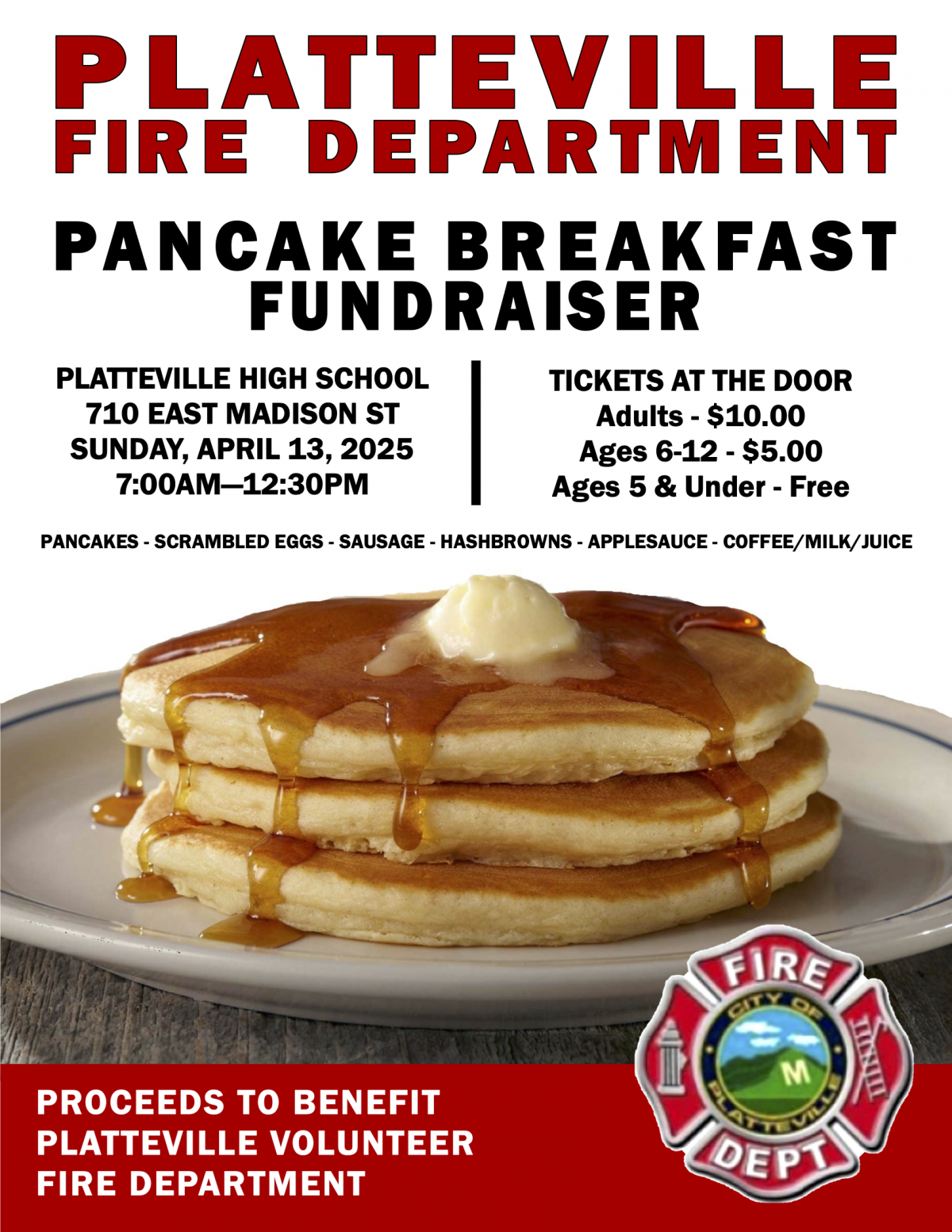 2025 PFD Pancake Breakfast Flyer