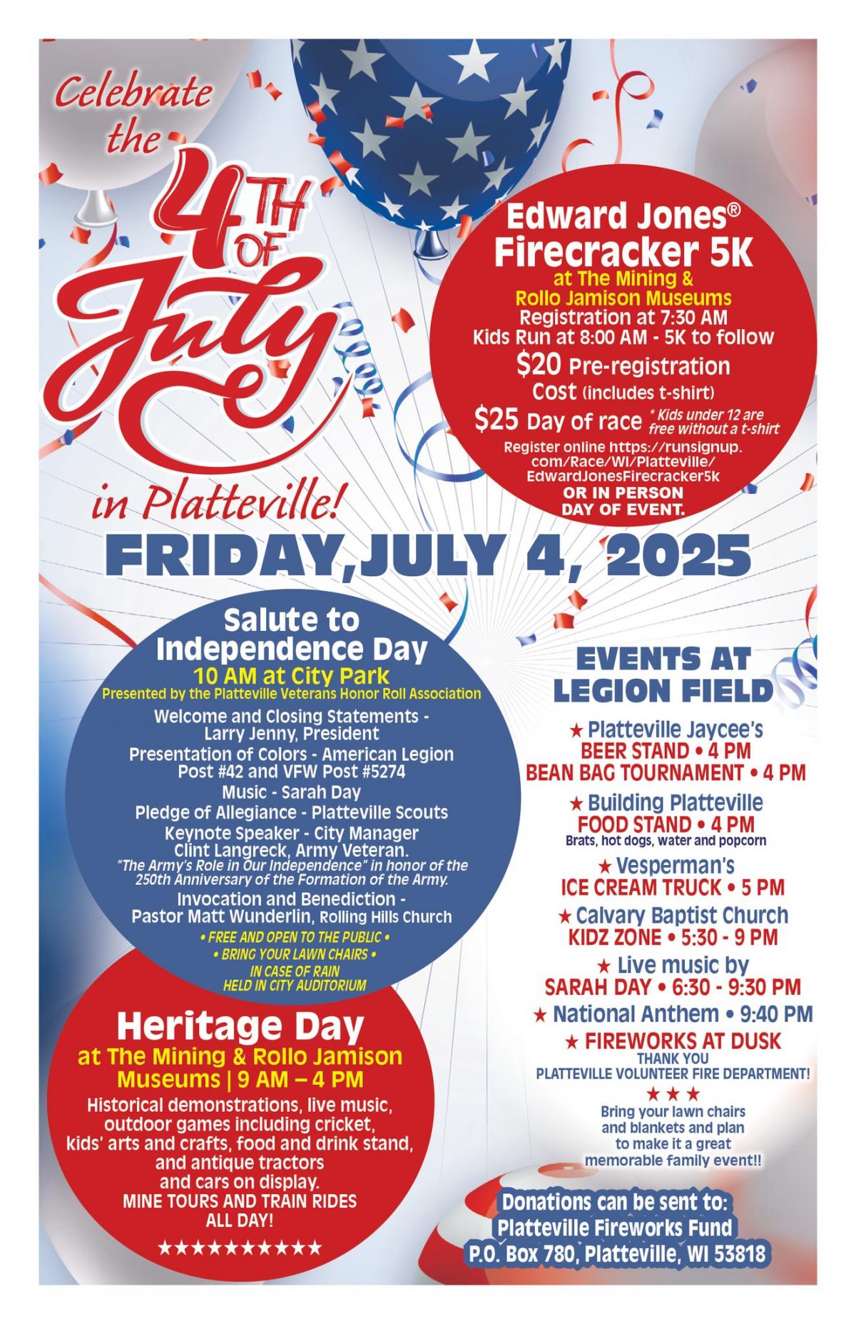 Platteville July 4 Celebration Poster - 2025