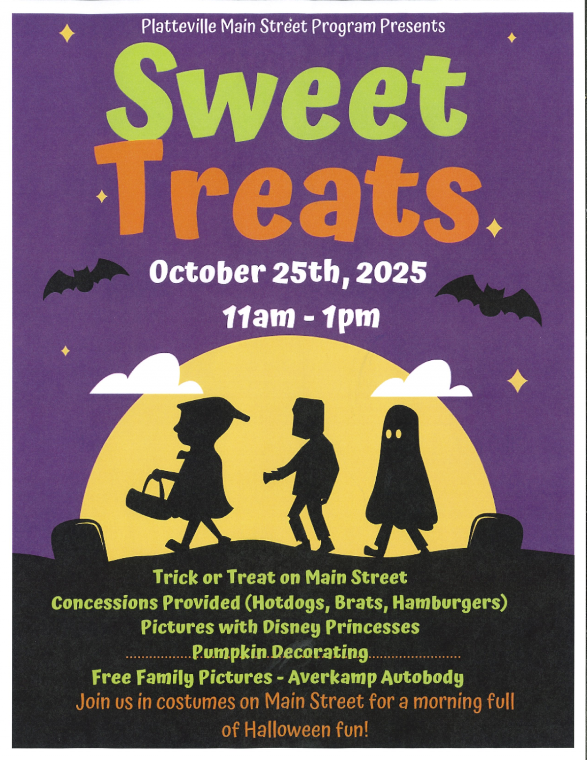 Sweet Treats on Main October 25 From 11-1 on Main Street Flyer
