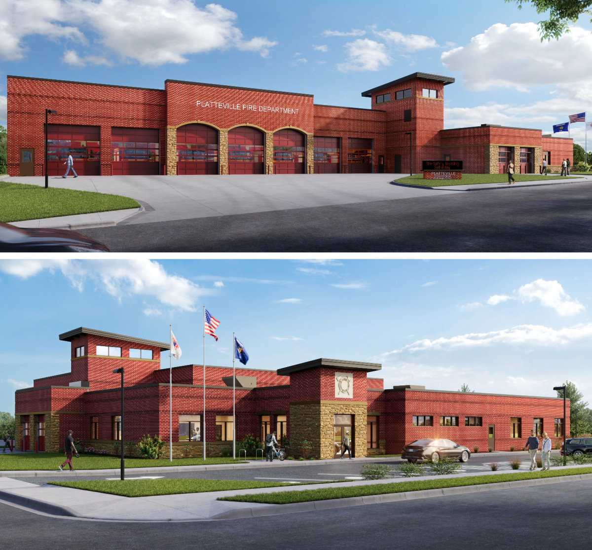 Architectural 3-D renderings of the new Fire Facility