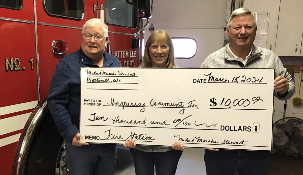 Pictured from left: Mike Stewart, Marsha Stewart and Fire Facility Fundraising Steering Committee Co-leader, Paul Budden