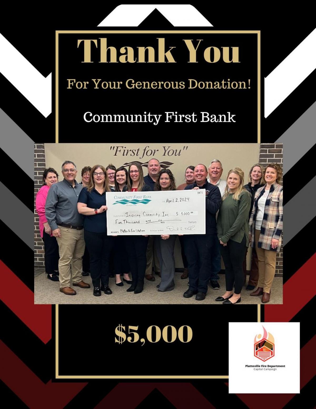 Community First Bank Donation photo