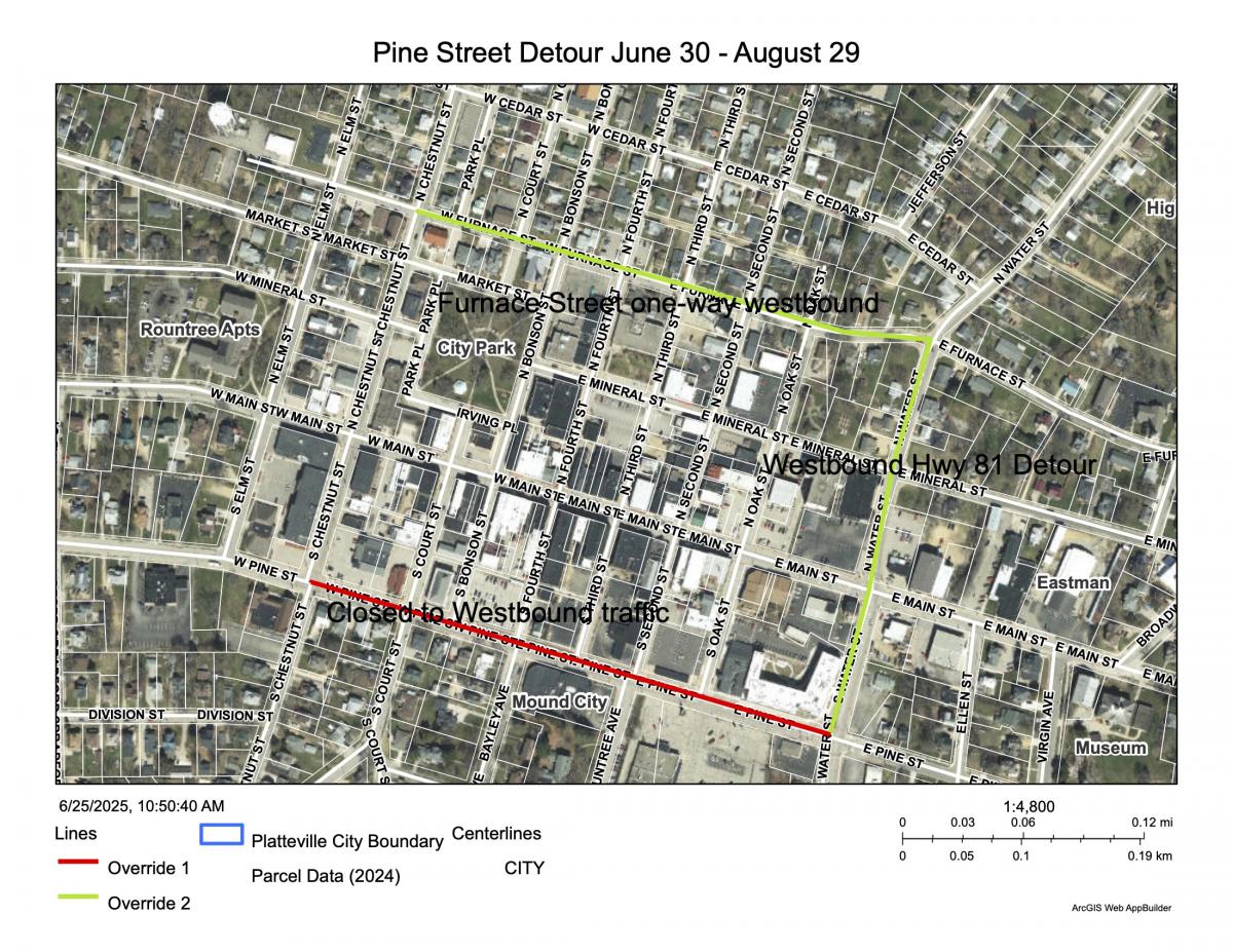Pine Street Detour June 30 - August 29