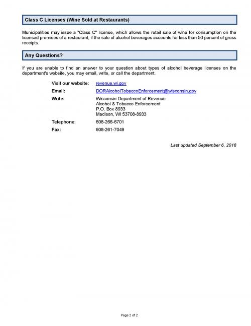 Retail Alcohol Beverage License Applications Platteville Wisconsin